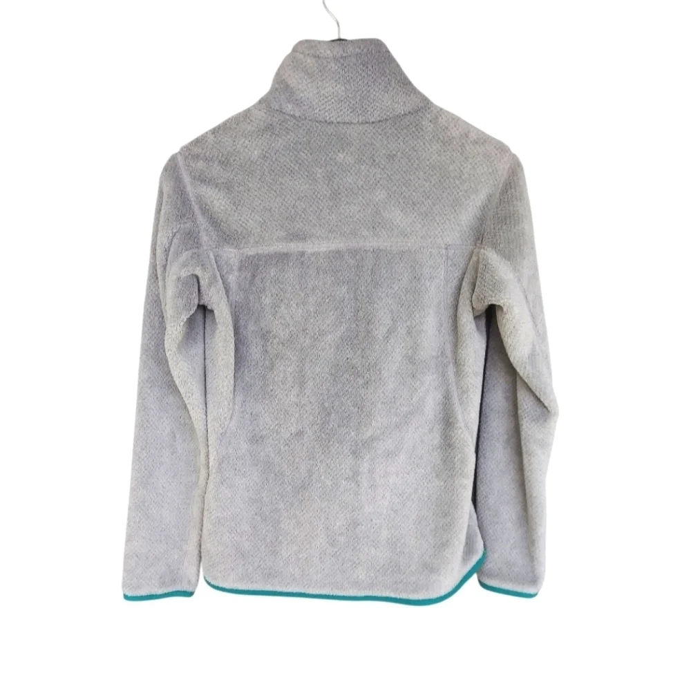 Patagonia Re-Tool Quarter Snap Teal and Gray Fuzzy  Fleece Jacket/Pullover